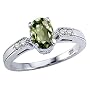 1.04 cttw Genuine Green Sapphire and Diamond Ring - 14kt White or Yellow Gold