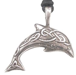Celtic Dolphin Pewter Pendant Necklace