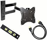 GSI High-Grade Sturdy-Steel Articulating Arm Wall Mount with Tilt and Swivel Functions - for LCD/LED/TV/DVD/Combo/Blu-Ray Flat-Panel Monitors/Screens/Displays, Mounting Brackets Fits 23-Inch to 37-Inch Screens - Plus Free Complimentary GSI 6 Ft. HDMI Male-Male 1080P High-Speed Cable