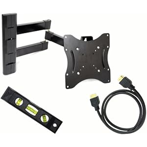 GSI High-Grade Sturdy-Steel Articulating Arm Wall Mount with Tilt and Swivel Functions - for LCD/LED/TV/DVD/Combo/Blu-Ray Flat-Panel Monitors/Screens/Displays, Mounting Brackets Fits 23-Inch to 37-Inch Screens - Plus Free Complimentary GSI 6 Ft. HDMI Male-Male 1080P High-Speed Cable GSI High-Grade Sturdy-Steel Articulating Arm Wall Mount with Tilt and Swivel Functions - for LCD/LED/TV/DVD/Combo/Blu-Ray Flat-Panel Monitors/Screens/Displays, Mounting Brackets Fits 23-Inch to 37-Inch Screens - Plus Free Complimentary GSI 6 Ft. HDMI Male-Male 1080P High-Speed Cable