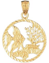 Dazzlers Solid 14 karats Gold Angelfish Goldfish Charm Pendant available in three colors from jewelsberry (weights: 1.8 grams only)