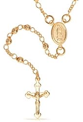 Mothers Day Gifts Gold Filled Rosary Beads Modern Virgin Mary Cross Necklace
