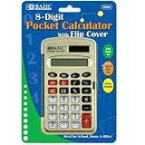 New-BAZIC 8-Digit Pocket Size Calculator w/ Flip Cover Case Pack 144 - 311359