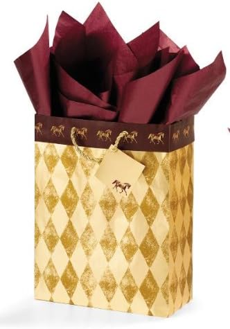 Harlequin Horses Vertical Vogue Gift Bag - Gold/Burgundy - Gold/burgundy