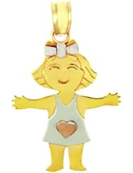 Baby Heart Girl 10k Tri-color Gold Charm