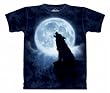 Full Moon Silhouette Wolf T-Shirt 100% Cotton Short Sleeve Shirt in Adult Sizes