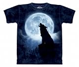 Full Moon Silhouette Wolf T-Shirt 100% Cotton Short Sleeve Shirt in Adult Sizes