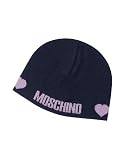 Moschino Dark Blue & Lilac Hearts Signature Knit Skull Cap