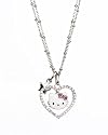 Hello Kitty Sterling Silver "Darling Kitty" Pink Tourmaline White Sapphire & Diamond Accent Pendant, 18"