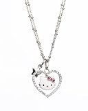 Hello Kitty Darling Kitty Pink Tourmaline White Sapphire & Diamond Accent  Sterling Silver Pendant, 18