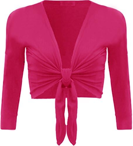 Girls Walk Women's Plain Long Sleeves Tie Up Knot Stretchy Shrug Top