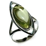 Sterling Silver Caribbean Amber Marquise-shaped Ring, Size 7