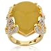 18k Gold Over Sterling Silver Yellow Jade and Diamond Accent Fashion Ring