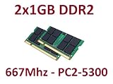 Produkt-Bild: Dual Channel Kit: 2 x 1 GB = 2GB 200 pin DDR2-667 SO-DIMM (667Mhz, PC2-5300, CL%), Double sided, TOP MARKEN - JE NACH VERF&Uuml;GBARKEIT - TOP PREIS - 100% kompatibel zu DDR2-533 PC2-4200