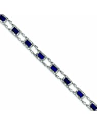 Genuine .925 Sterling Silver Blue And Clear Cz Bracelet . 100% Satisfaction Guaranteed.