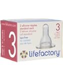 Lifefactory Stage 3 Silicone Nipples, 6+ Months, 2-Pack