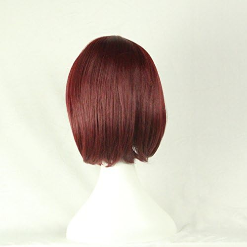 Sexy Heat Friendly Short Straight Highlights Lolita Cosplay Party Hair Wig (Color:Purple Red,Short))