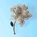 Black White Large Venus Rose Pin Swarovski Crystals Five Petal Rosa Rugosa Co...