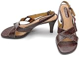 Rockport Comfort Chios Brown Moc Croc Slings Heel Sandals