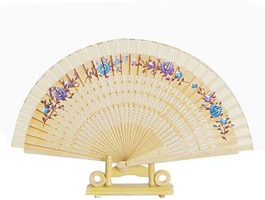BST Wedding Favors Pretty Floral Wooden Hand Fan - Set of 4 (More Colors)