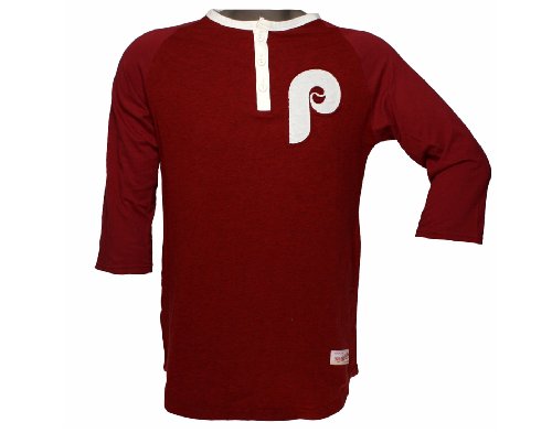 Mitchell & Ness Philadelphia Phillies Fastball Henley 3/4 Sleeve Mens T-Shirt X-Large Red at Amazon.com