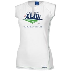 Reebok Super Bowl XLIII Ladies White Astronomy Split Neck T-shirt