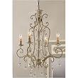Shabby Vintage Metal Crystal CHANDELIER electric antique white FRENCH COUNTRY Chic 42" NEW