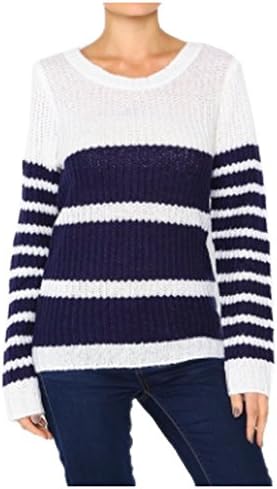 G2 Chic Women's Colorblock Patterned Long Sleeve Sweater(TOP-SWT,DBL-S)