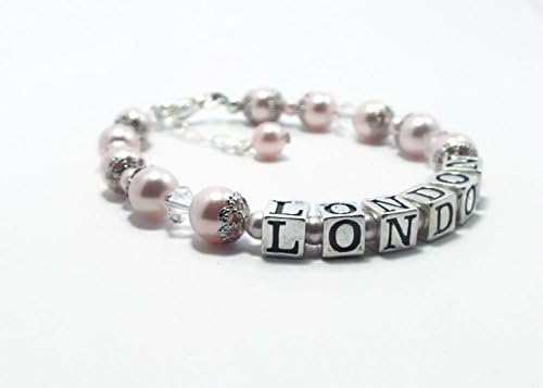 Baby Bracelet, Baby Jewelry, Baby Name Bracelet, Baptism Bracelet, Baby Girl Jewelry, Christening Bracelet, Baby Pearl Bracelet