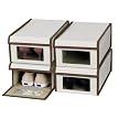 Canvas Shoe Boxes with Windows Set of 4 - Natural (Small)