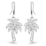 Bling Jewelry Designer Inspired Pave Diamond CZ Palm Tree Drop Earrings