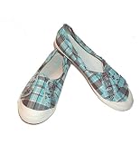 Limited Too Women's Aqua Plaid Slip On Sneakers