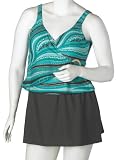 Christina Women's Plus Lava Stripes 2 Piece Crossover Skirtkini