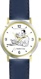 Habit 2 - Goal, Straight A's (English Text) - DELUXE TWO-TONE WATCH from THE 7 HABITS - WATCH COLLECTION BY WATCHBUDDY&reg; - Arabic Numbers - Blue Leather Strap-Size-Large ( Men's Size or Jumbo Women's Size )