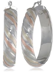 Tri- Color Sterling Silver Spiral Hoop Earrings
