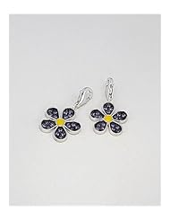 Flower Colored Enamel Charm In 92.5 Sterling Silver