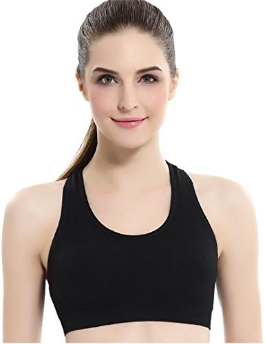 Civetta High Impact Strech Racerback Strap Full-Support Workout Yoga Sports Bra(Black)