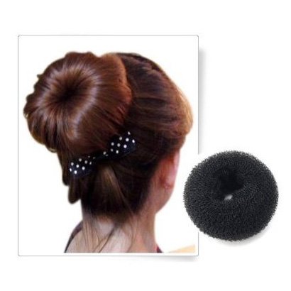 SODIAL(TM) BLACK BUN HAIR FORMER DONUT DOUGHNUT SHAPER RING STYLER HAIRDRESSING Diameter:9cm