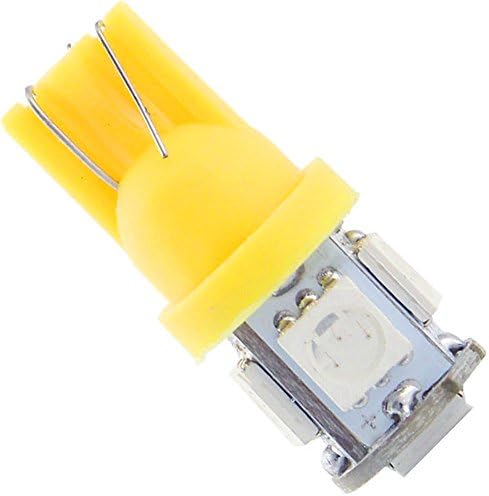 GQE Car LED Lamp Bulb T10 5SMD 5050 6000K Wedge Door Side Marker Turn Signal Corner Parking Indicator Light W5W 192 168 194 12V(10 pcs, Yellow)