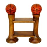 Handmade Carved Basketball Design Wood Bookcase - 31"