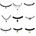 TISDA 9PCS Fashion Women Jewelry Black Tattoo Choker Necklace Elastic Adjustable For Party