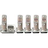 Panasonic KX-TG4025N DECT 6.0 PLUS Expandable Digital Cordless Phone with Answering System, Champagne Gold, 5 Handsets