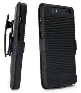Encased Holster Shell Combo w/ Kickstand for Razr Maxx - Side Encased Holster Shell Combo w/ Kickstand for Razr Maxx - Side