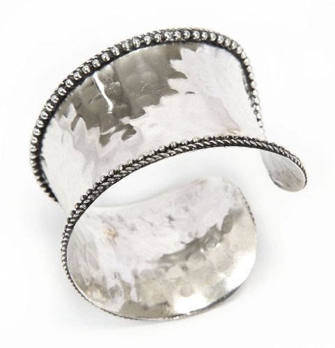 Rustic Style Cuff Bracelet Silver Tone