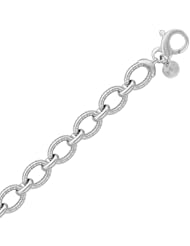 Sterling Silver Oval Cable Design Chain Link Bracelet