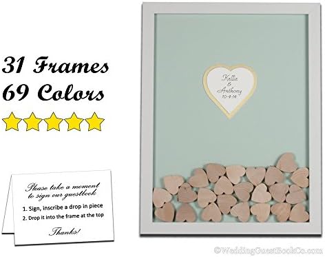Wedding Guest Book Alternative with Drop In Wood or Color Hearts