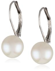 14k Gold 7.5-8mm White AA Freshwater Cultured Pearl Leverback Earrings