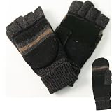 Urban Boundaries Men's Ragwool Convertible Fingerless Glove/Mitten - Black / Char Stripe