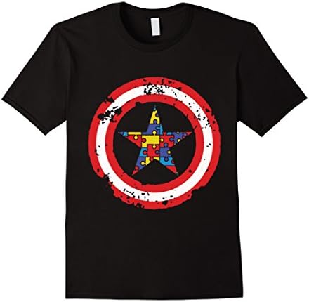 Men's Autism Awareness T-shirt Captain Autism T-shirt Large Black