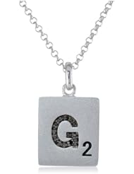 Scrabble 925 Sterling Silver 0.051ct Diamond Initial G Pendant Necklace, 18"